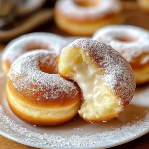 Bombolini Italian doughnuts filled with cream on a decorative plate