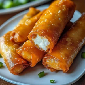 Buffalo Chicken Dip Egg Rolls served with dipping sauce on a platter