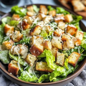 Delicious Caesar Salad with romaine lettuce, croutons, and Parmesan cheese