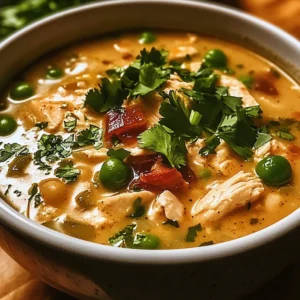 Bowl of spicy Cajun White Chicken Chili with toppings, served in a rustic setting.