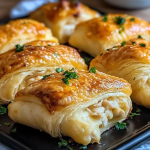 Cheesy Chicken Crescent Rolls fresh out of the oven, golden and cheesy