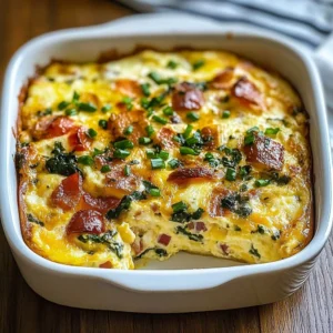 Delicious Cheesy Protein Egg Bake served on a plate with fresh herbs