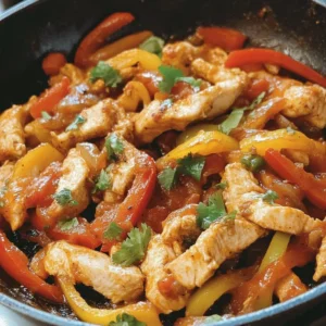 Delicious homemade Chicken Fajitas with grilled chicken and colorful peppers