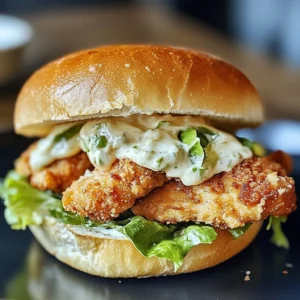 Crispy Chicken Caesar Sandwich with lettuce and Caesar dressing