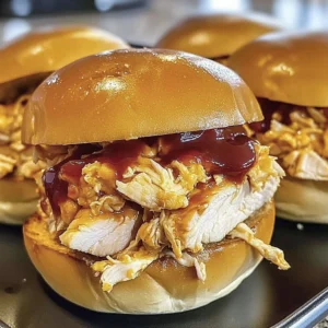 Delicious Crockpot Chicken Sandwiches ready to serve