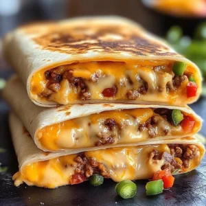 Easy grilled cheese burrito filled with melted cheese and wrapped in a tortilla