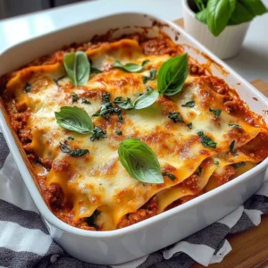 A delicious layer of easy ravioli lasagna served on a plate with cheese and herbs