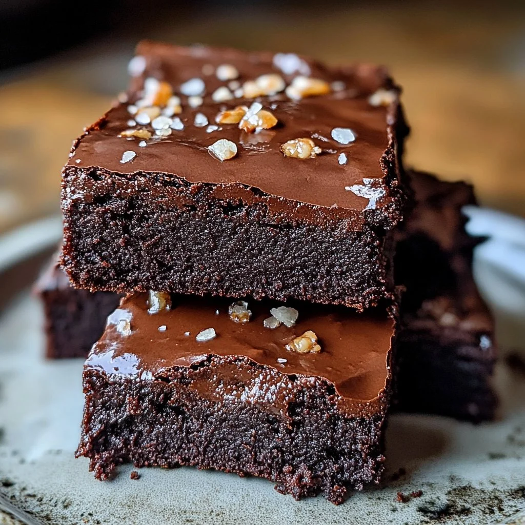 Fudgy brownies topped with smooth ganache, showcasing a dessert masterpiece