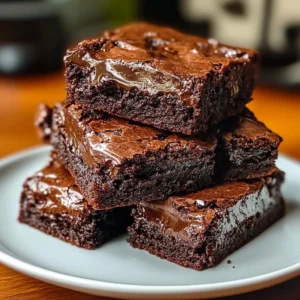 Delicious fudgy brownies topped with chocolate chips on a white plate.
