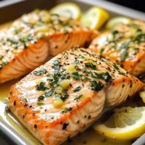 Delicious garlic butter salmon fillet garnished with herbs