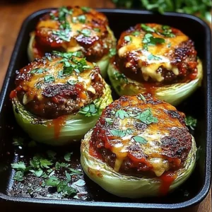 Oven-baked cabbage burgers served on a plate with fresh toppings