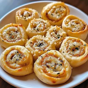 Delicious Parmesan Garlic Pizza Rolls ready to be served.