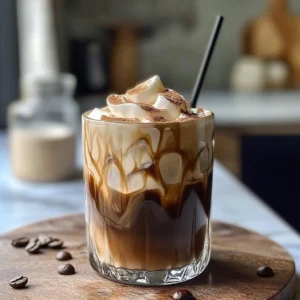 Glass of refreshing iced coffee made from instant coffee