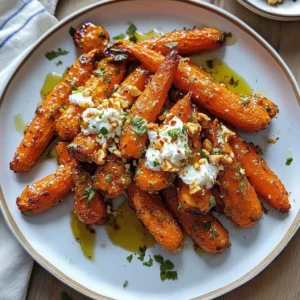 Plate of roasted carrots with candied pecans and goat cheese