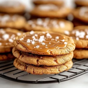Freshly baked Salted Caramel Cookies with a sprinkle of sea salt