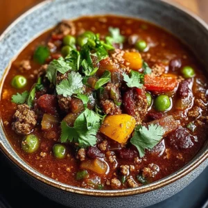Delicious bowl of short rib chorizo chili topped with fresh herbs