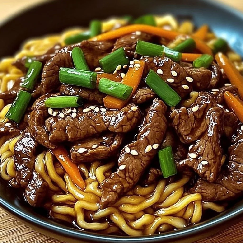 Delicious Steak Stir-Fried Ramen with tender beef and vibrant vegetables