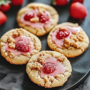 Homemade Strawberry Crunch Cookies stacked on a plate