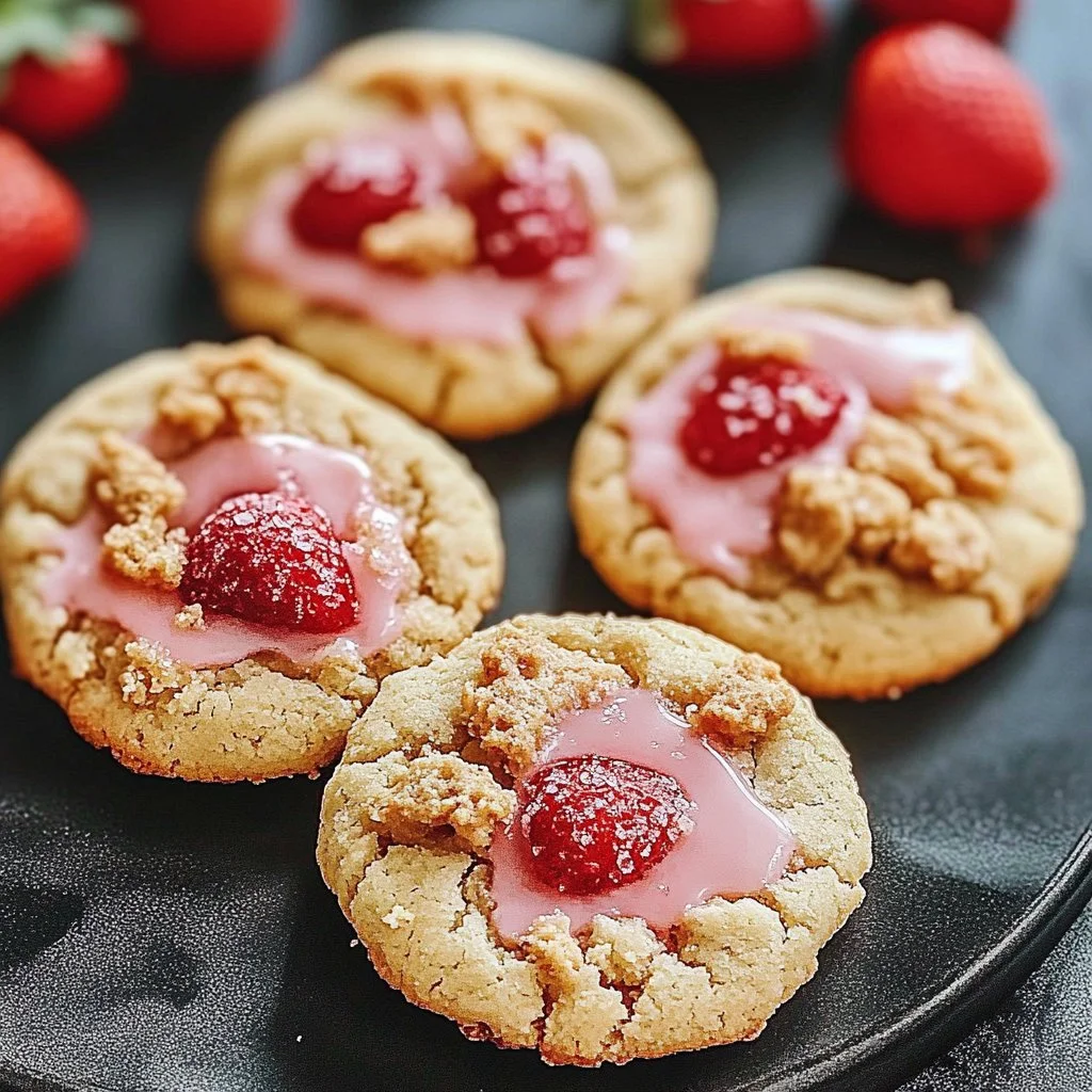 Homemade Strawberry Crunch Cookies stacked on a plate