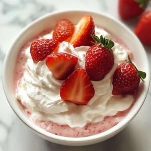 Delicious strawberry fruit dip served with fresh strawberries and Cool Whip.