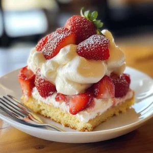 Delicious Strawberry Shortcake with fresh strawberries and whipped cream