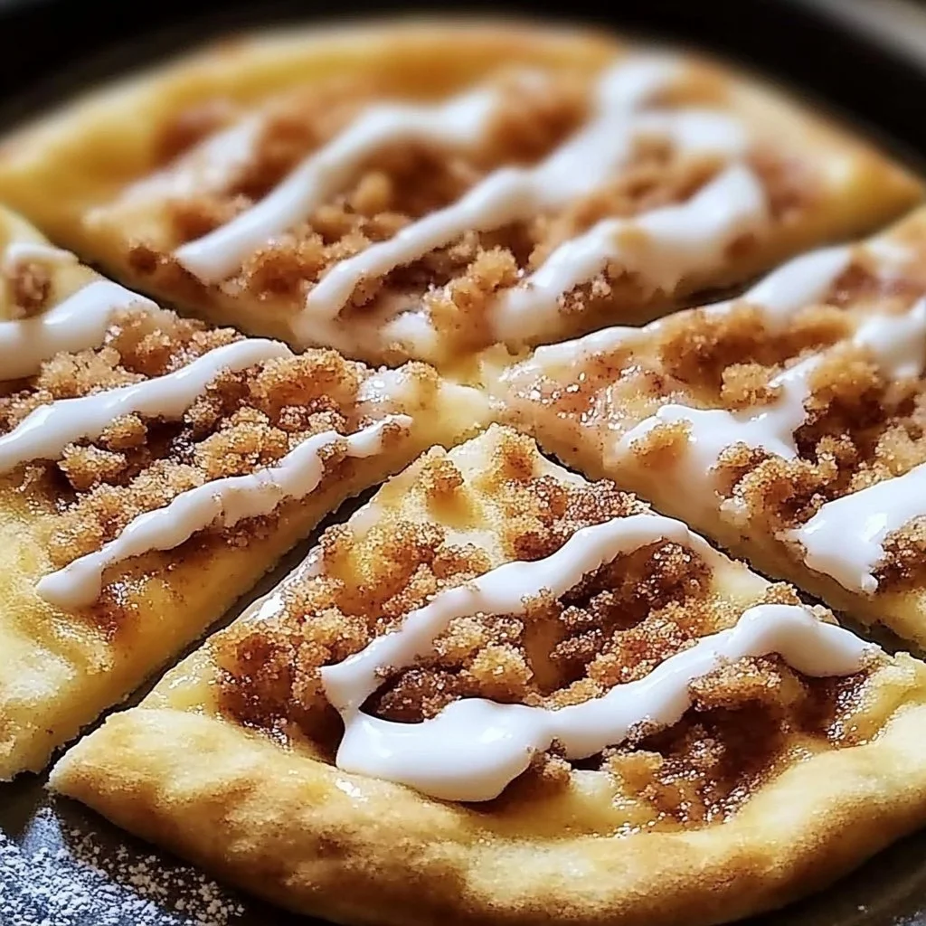 Delicious cinnamon-sugar pizza, sweet and crunchy dessert treat