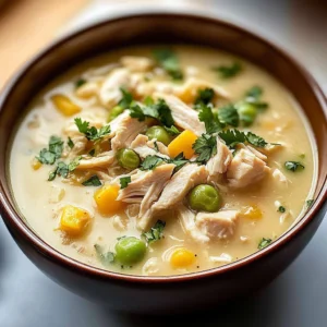 Delicious slow cooker white chicken chili in a bowl with toppings