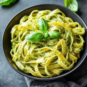 A vibrant bowl of spinach pasta sauce, ready to complement any dish.