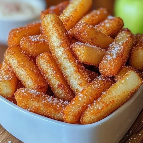 Crispy Air Fryer Apple Fries served in a bowl