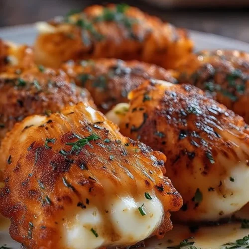 Air Fryer Buffalo Chicken Mozzarella Sticks freshly cooked with spicy sauce