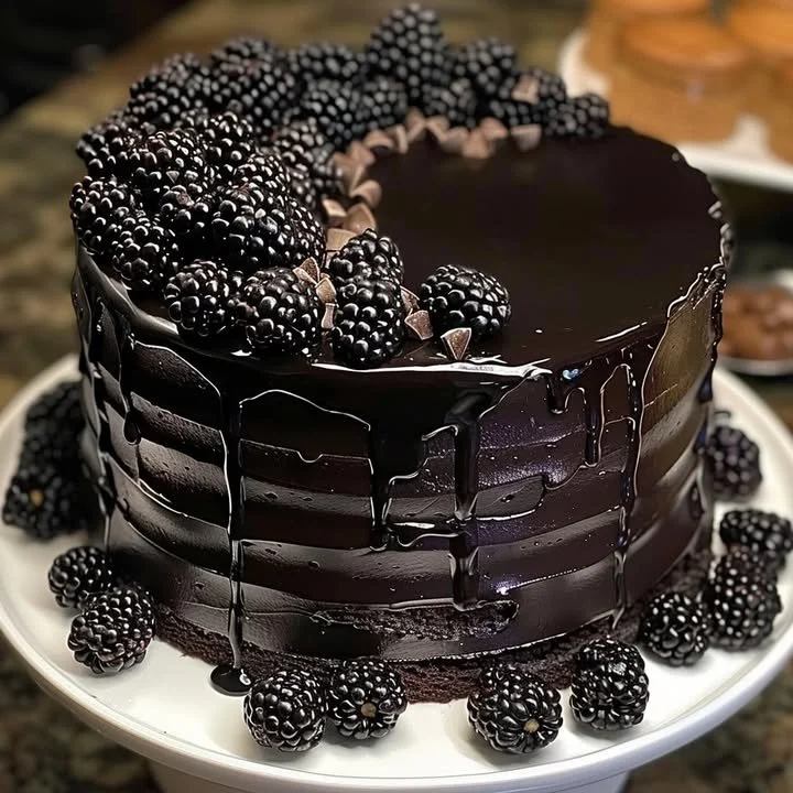 Delicious Black Velvet Cake slice with creamy frosting and chocolate decoration.