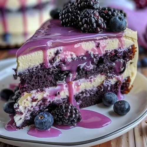 Delicious blueberry cream cake with fresh blueberries and creamy frosting