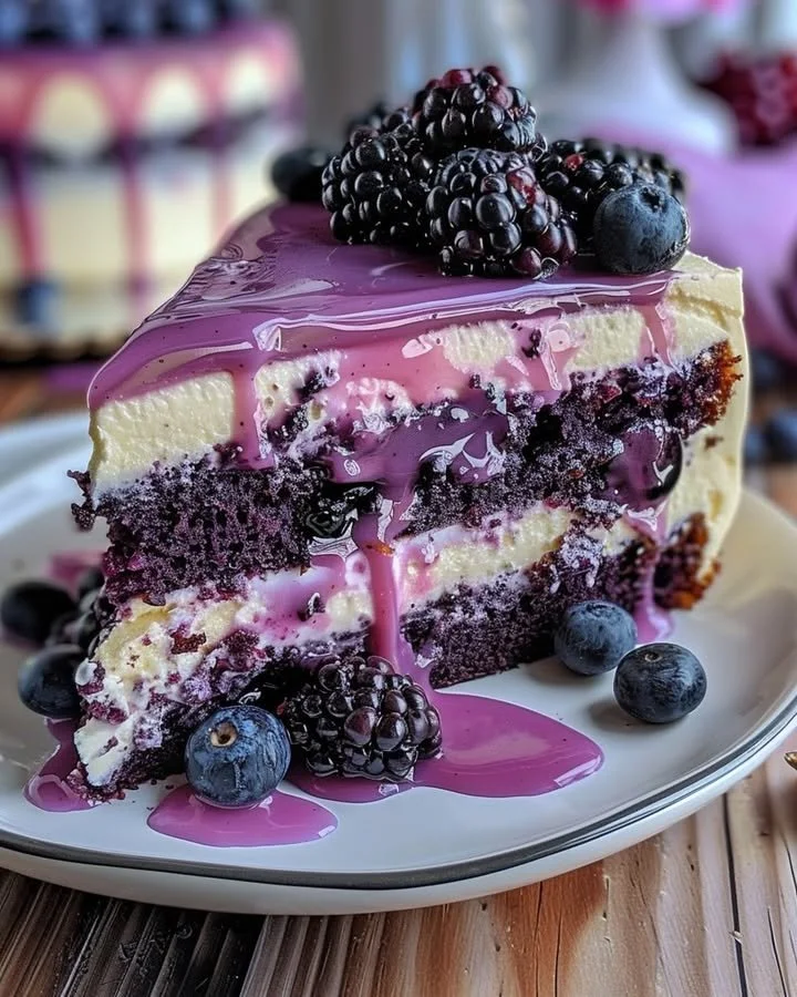 Delicious blueberry cream cake with fresh blueberries and creamy frosting