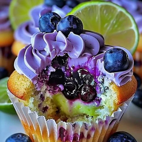 Blueberry lime cheesecake cupcakes topped with fresh blueberries