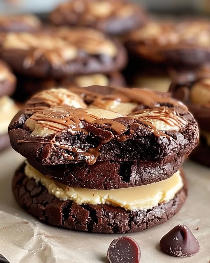 Delicious Buckeye Brownie Cookies with chocolate and peanut butter