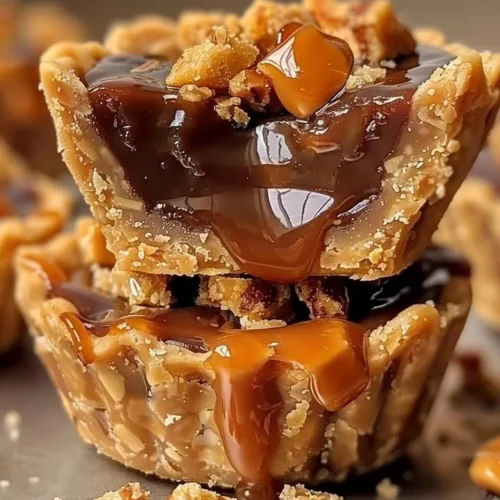Delicious Butterfinger Caramel Crunch Mini Pies served on a plate