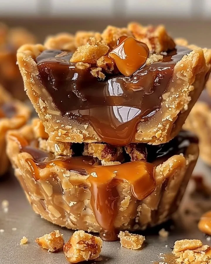 Delicious Butterfinger Caramel Crunch Mini Pies served on a plate