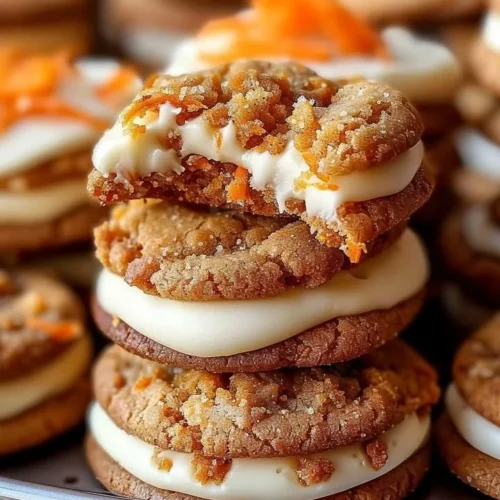 Freshly baked carrot cake cheesecake cookies with cream cheese frosting.