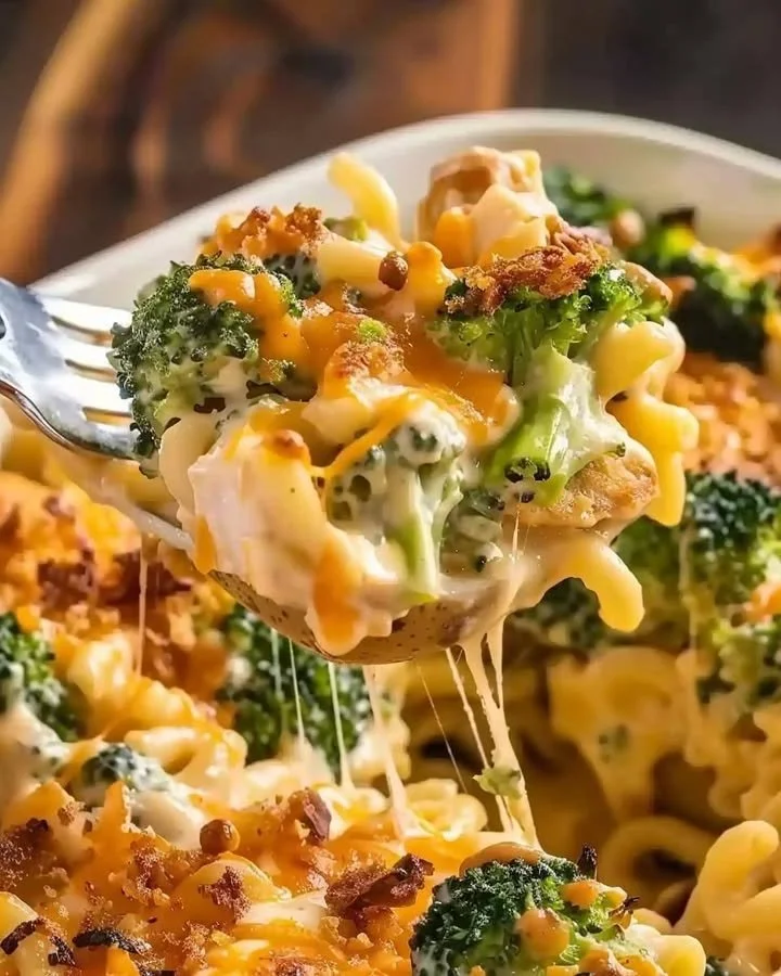 Cheesy chicken and broccoli stuffed potatoes topped with melted cheese