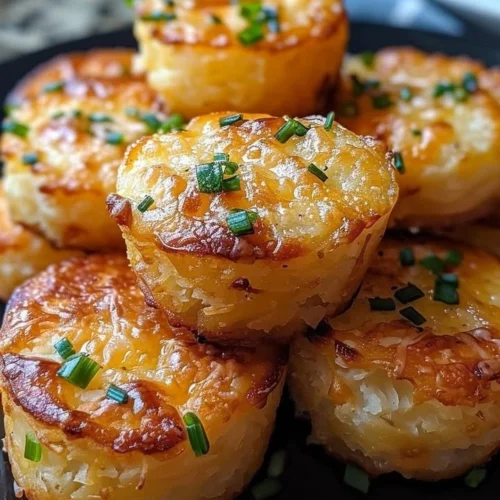 Cheesy mashed potato puffs served on a plate, golden and crispy.