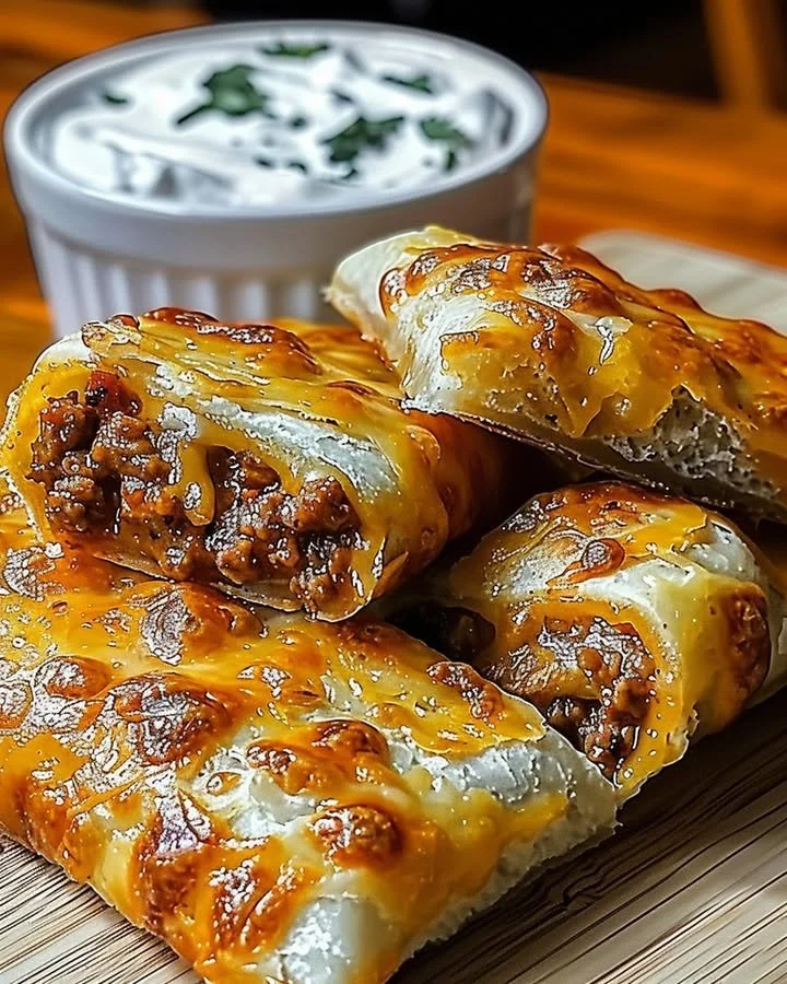 Plate of cheesy taco sticks ready to serve
