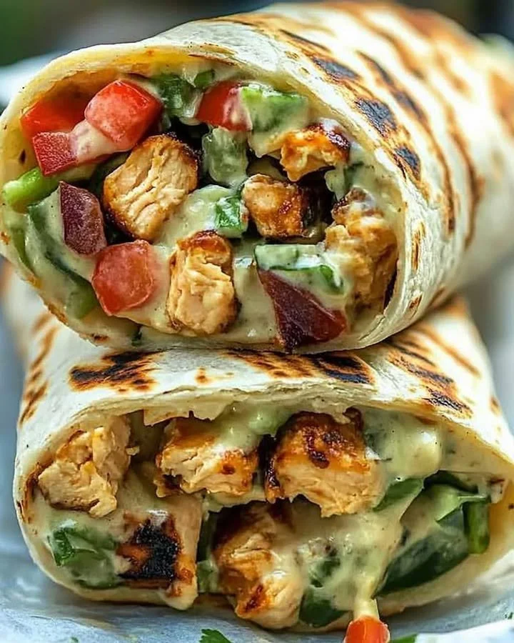Chipotle Ranch Grilled Chicken Burrito with grilled chicken and ranch sauce