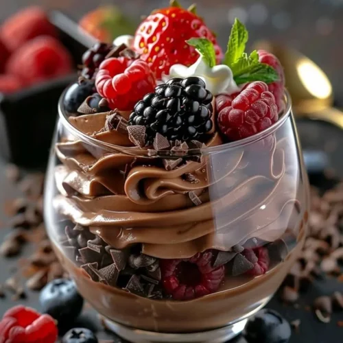 Delicious Chocolate Berry Parfait with rich chocolate and fresh berries