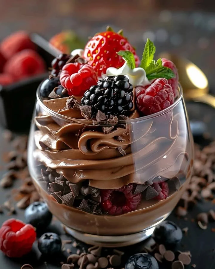 Delicious Chocolate Berry Parfait with rich chocolate and fresh berries