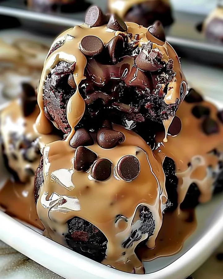 Chocolate Chip Cookie Dough Brownie Bombs featuring fudgy brownies and edible cookie dough