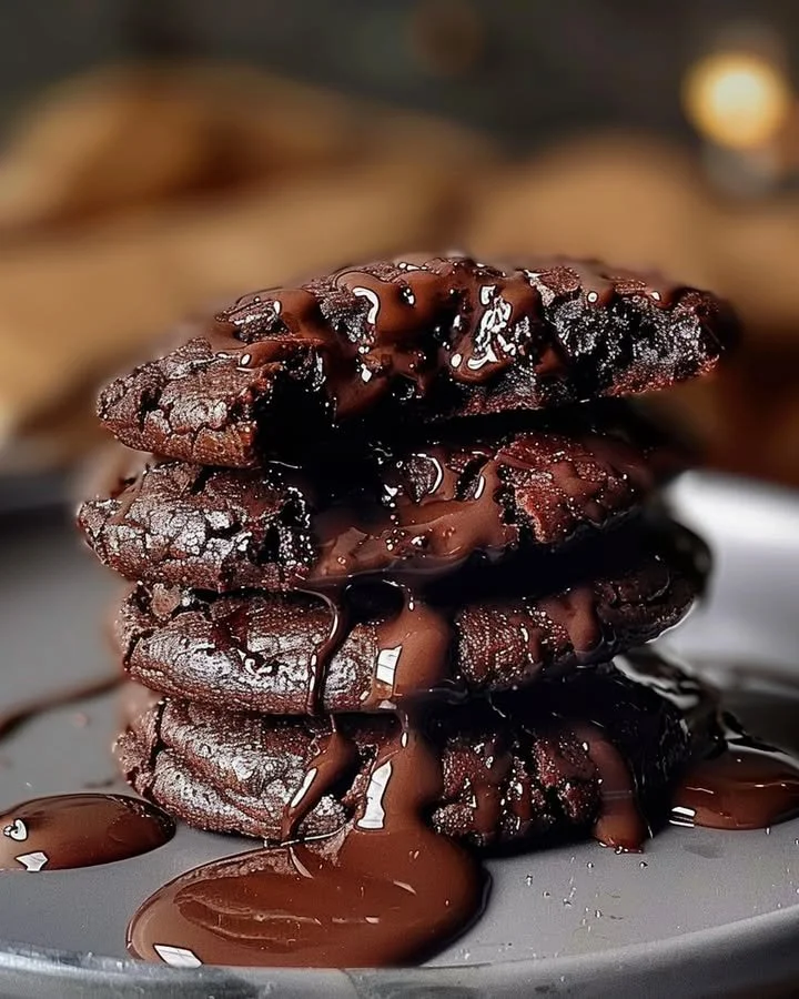 Delicious Chocolate Lava Brownie Cookies with melted chocolate center