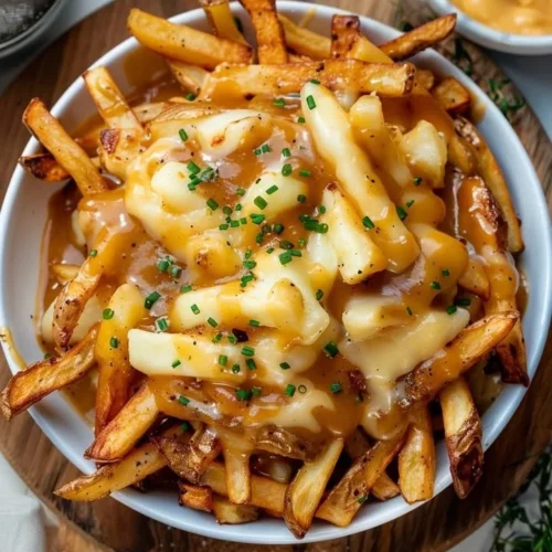 Classic Canadian poutine with fries, gravy, and cheese curds