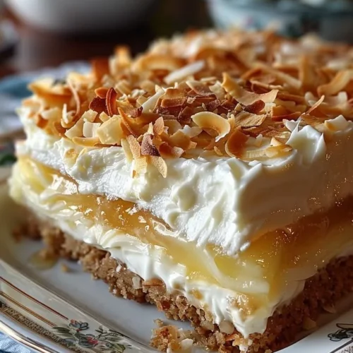 Delicious Coconut Cream Layered Dessert with creamy coconut layers