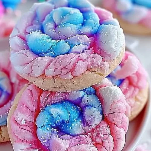 Delicious homemade cotton candy cookies on a plate