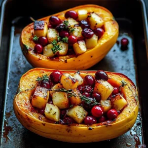 Cranberry apple twice-baked sweet potatoes garnished and ready to serve.